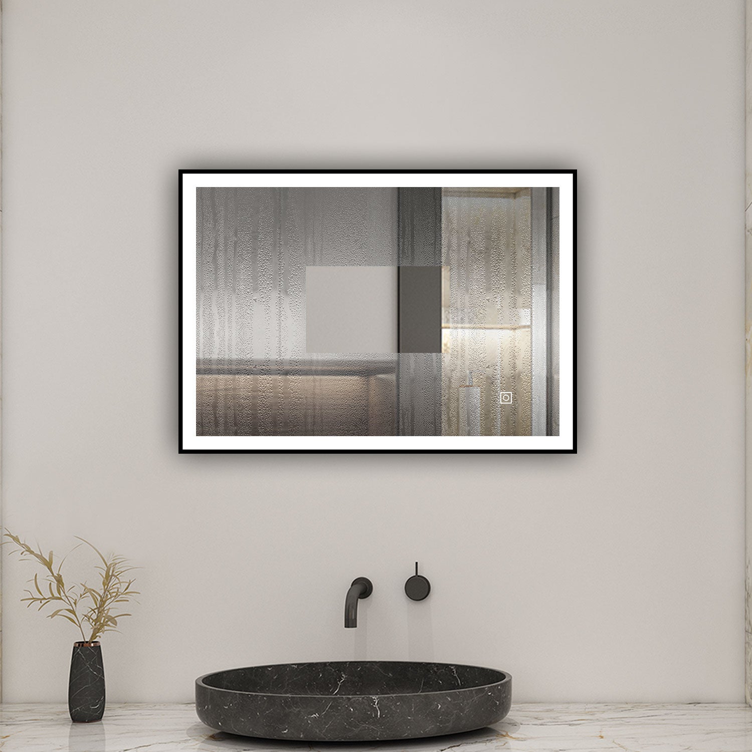 AICA Miroir lumineux 70 x 50cm avec 3 couleurs + dimmable + anti-buée + mémoire, miroir salle de bain - 5