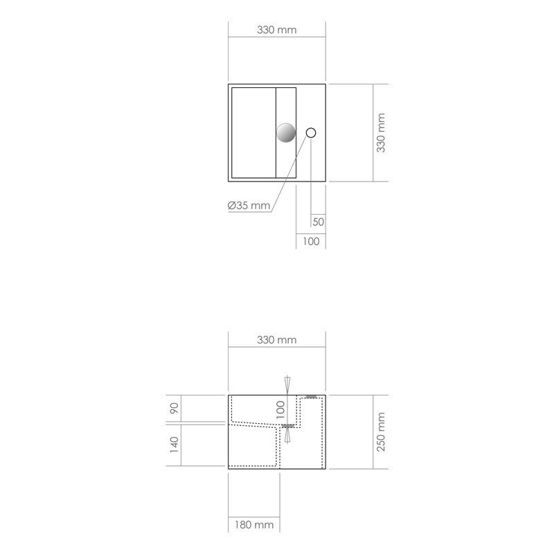 KUBE 33 - Vasque suspendue en Solid Surface 33 x 33 x 25(h) cm - 5