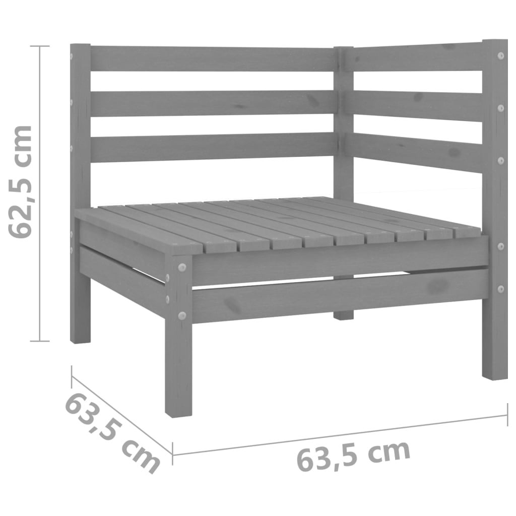 Salon de jardin 7 pcs Gris Bois de pin massif 26 - 8