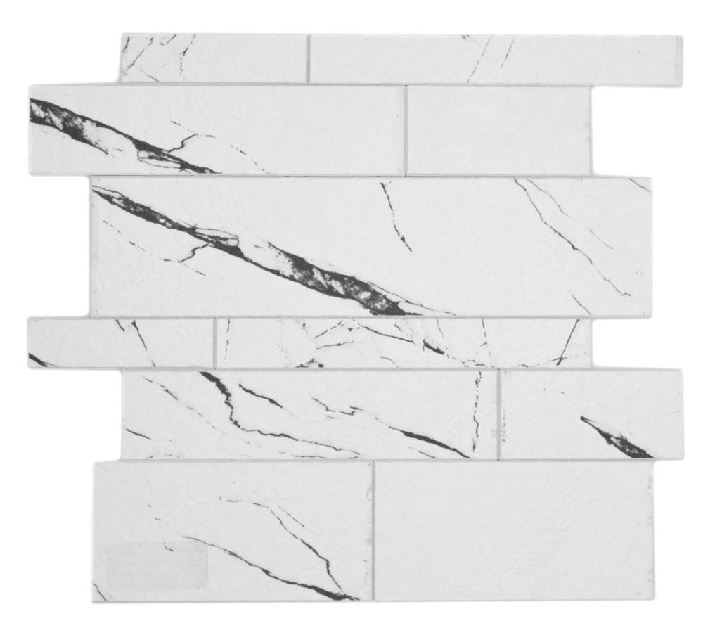 Mosaik Lot de 4 dalles autocollantes en vinyle vinyle argenté, noir, blanc, vinyle calm argenté oblong pour mur de cuisine