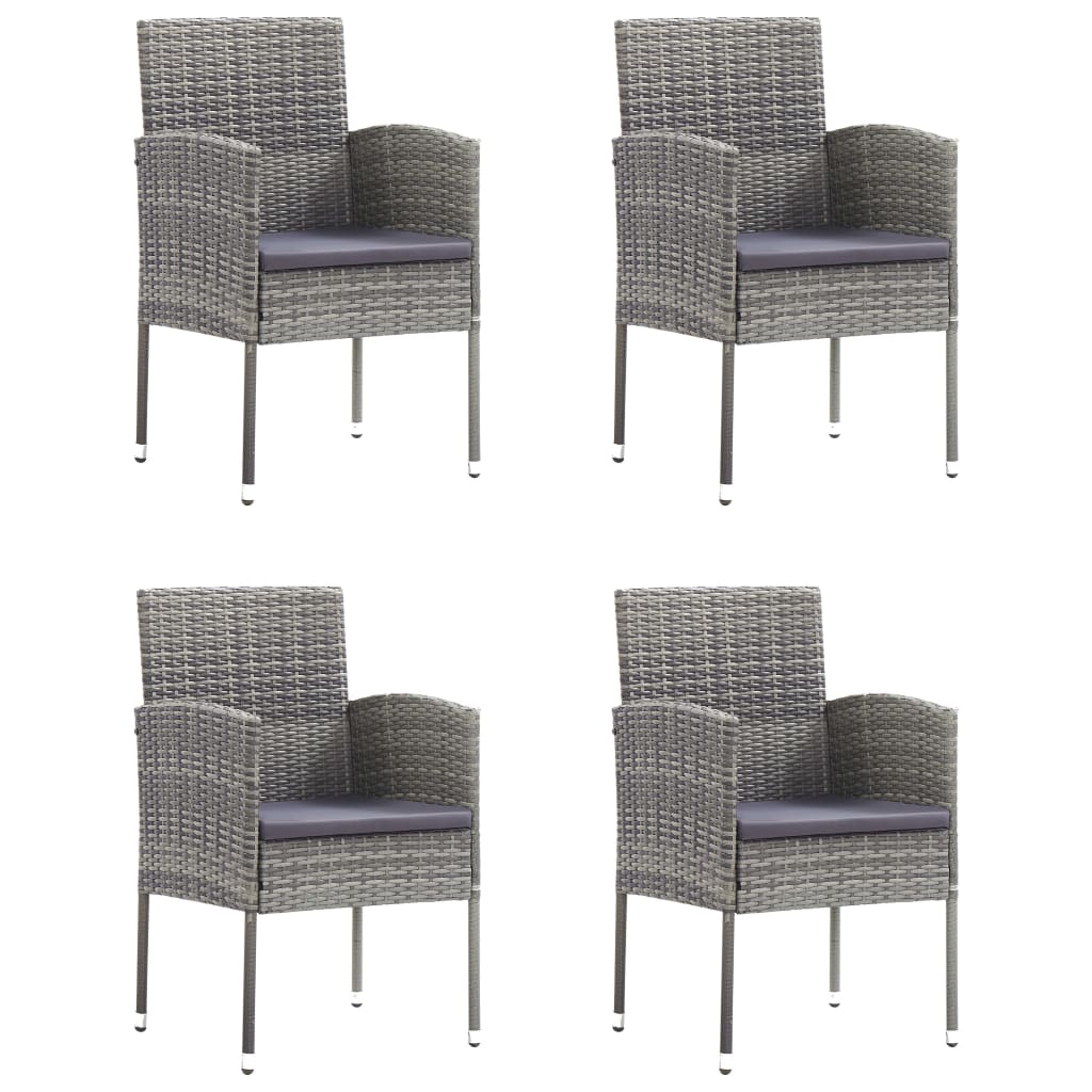 Set De Salle à Manger Jardin 5 Pièces - Table Et 4 Chaises En Acier Gris Foncé Avec Plateau Verre Trempé - Style Industriel, Empilable