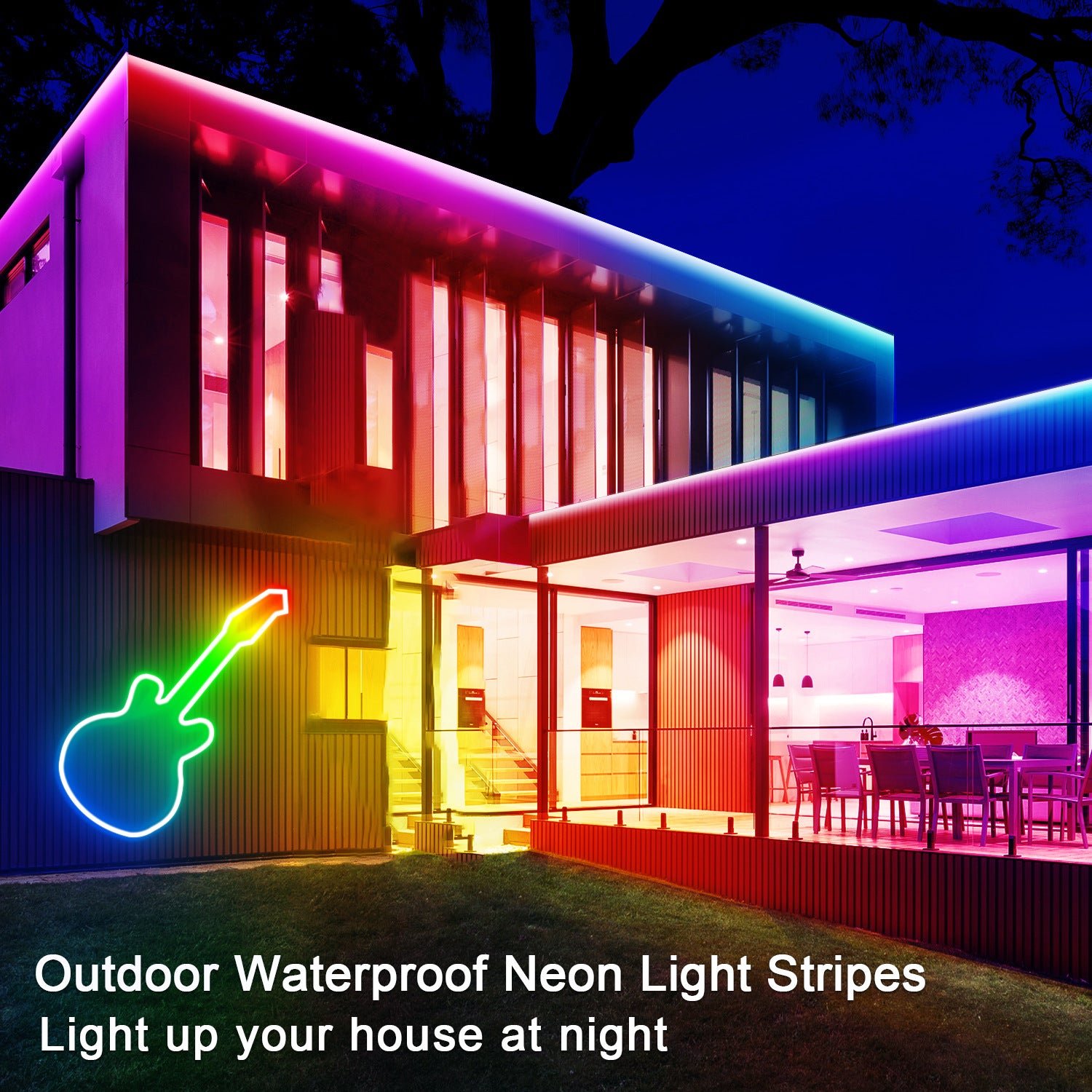 Striscia luminosa LED neon RGB, 5 m - 300 LED, controllo tramite app/telecomando, impermeabilità IP65 - 4