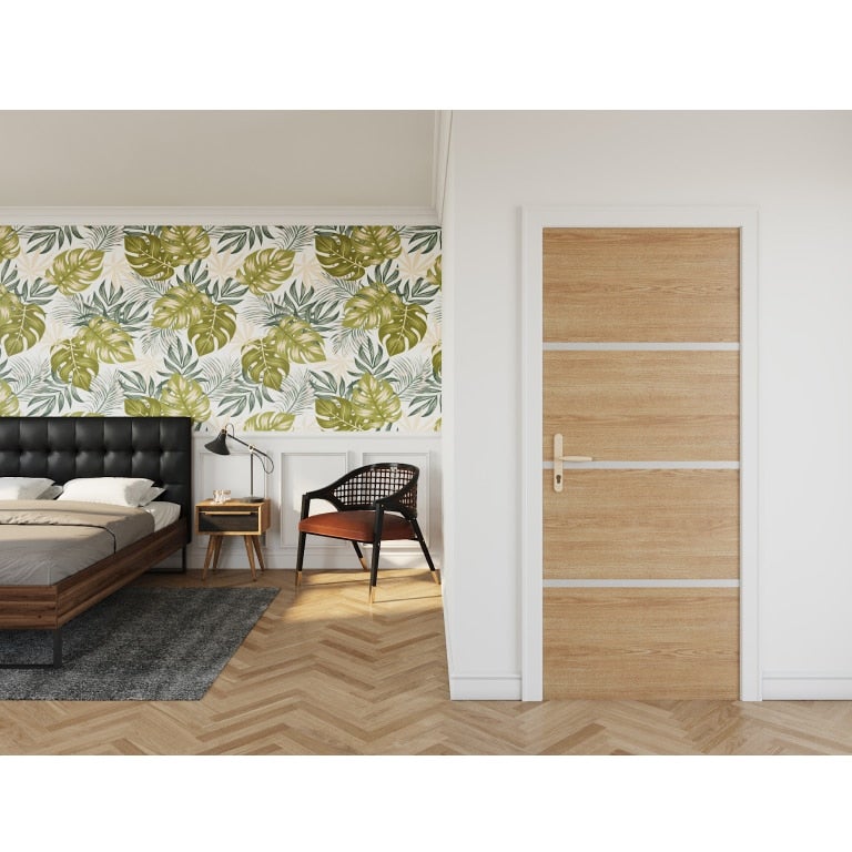 Kit rénovation porte décor chêne et profilés gris alu - Modèle Non encollé - 3