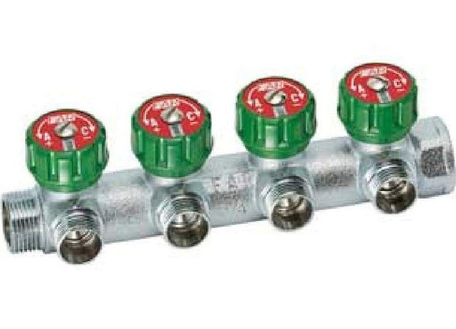 Colector modular cromado con 4 salidas de 1/2