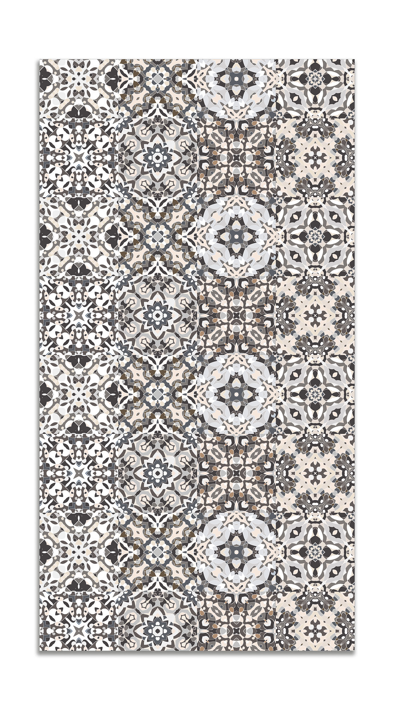 Panorama alfombra vinílica - alfombra de vinilo cocina, habitación, pasillo - decoración hogar - baldosa hidráulico oriental gris 40x80 cm