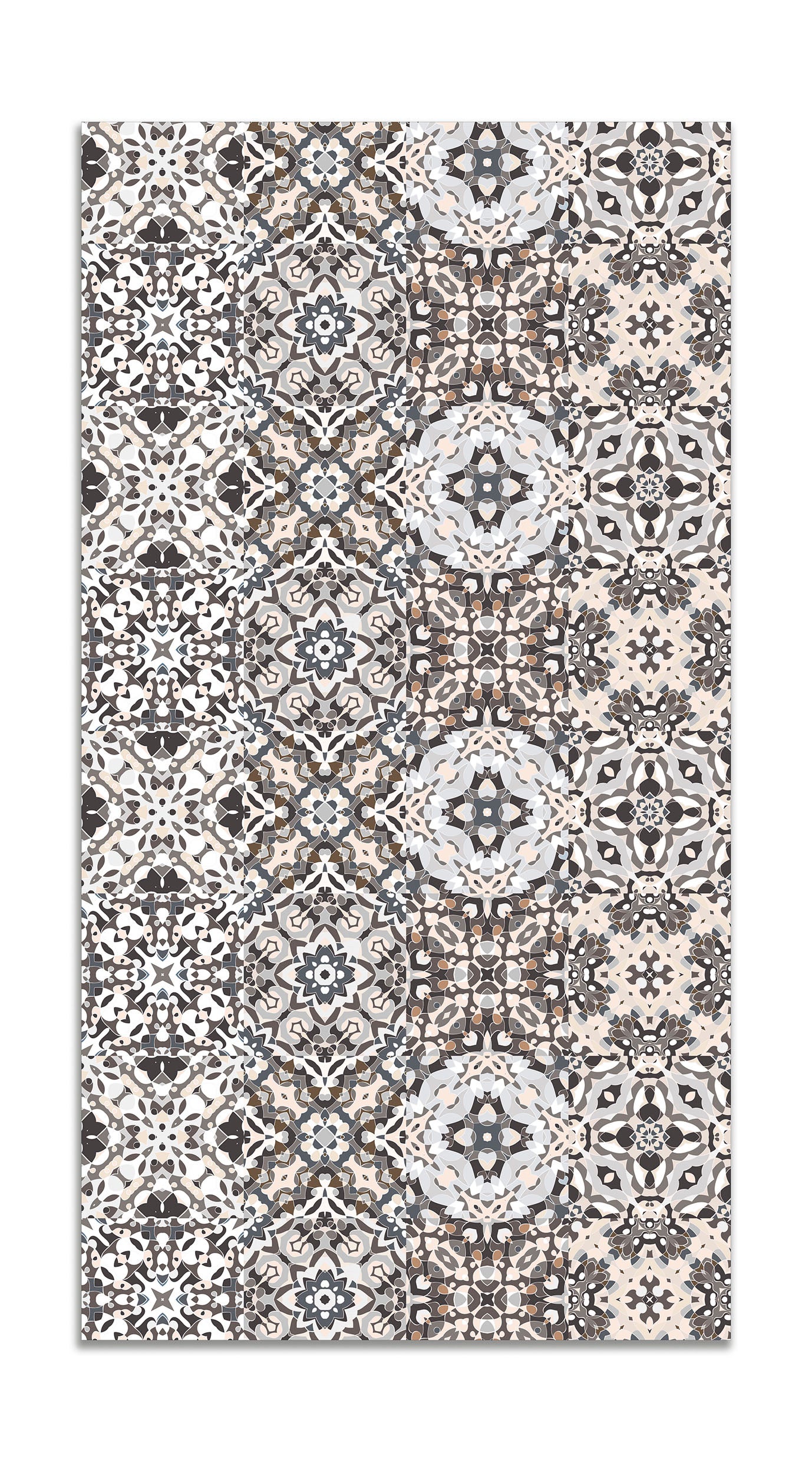 Panorama alfombra vinílica baldosa hidráulico oriental gris 120x170 cm - alfombra cocina vinilo - alfombra salón antideslizante