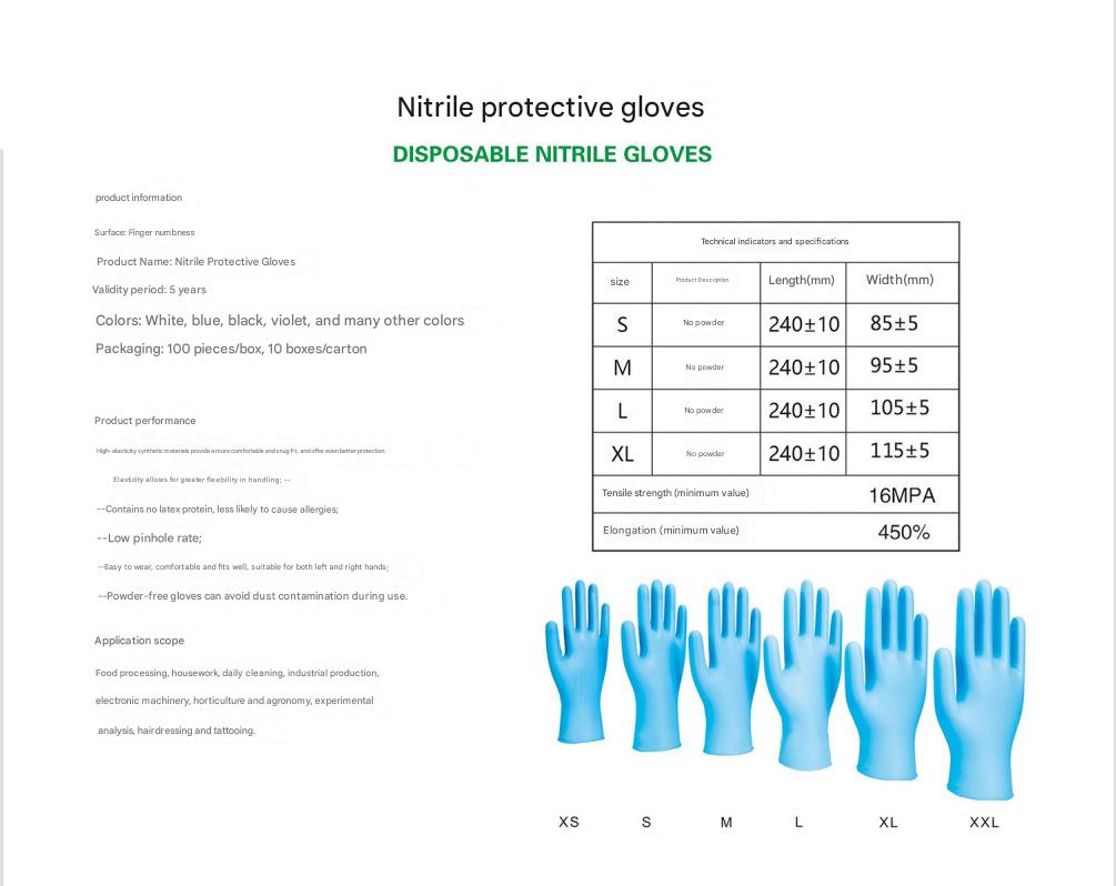 Gants jetables en nitrile, 100 gants par paquet, adaptés à des secteurs tels que la peinture, le nettoyage et les soins aux animaux. - 8