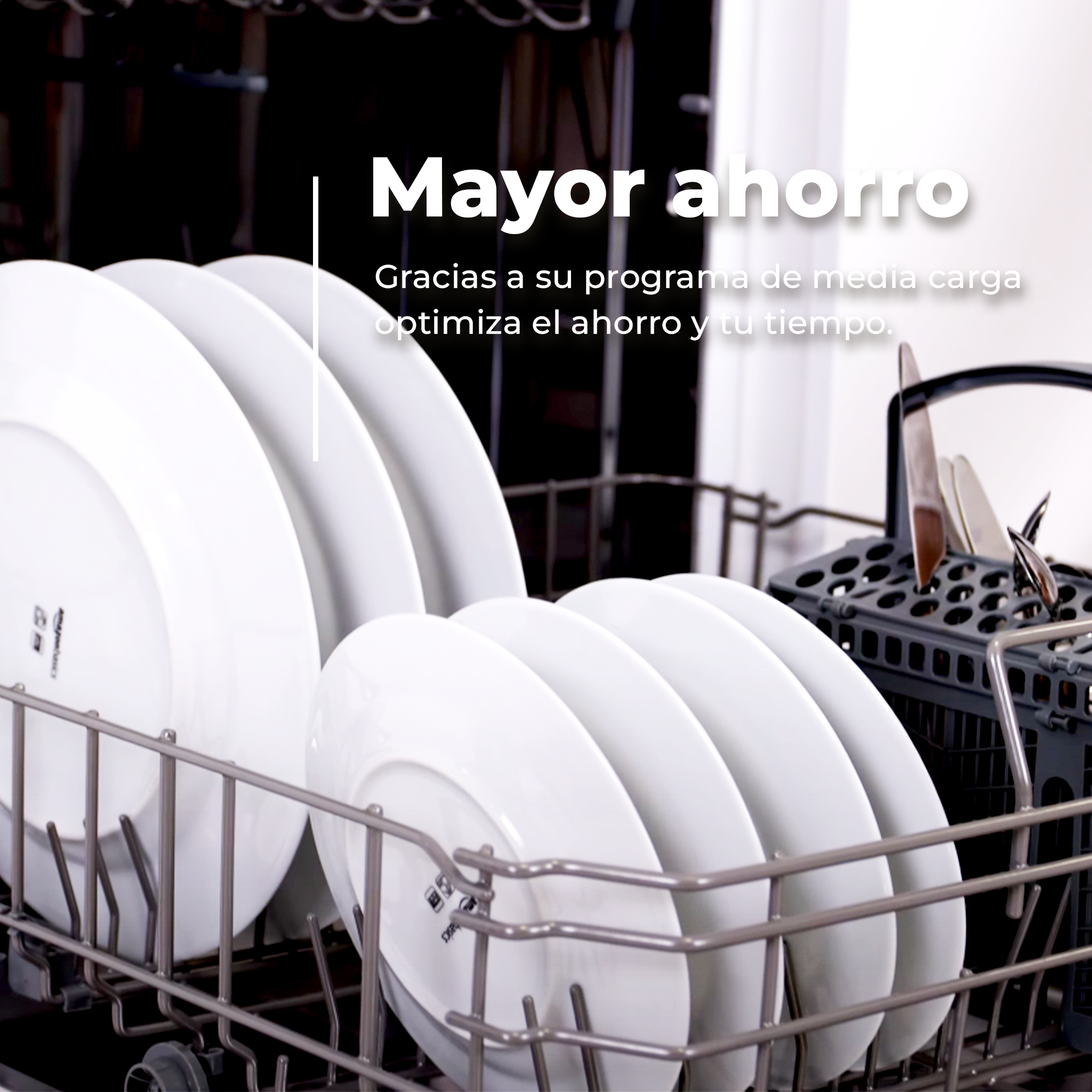 Lavavajillas EVVO D1 Slim (45 cm), 9 Cubiertos, 5 Programas, Blanco, Ancho 450 mm - 3