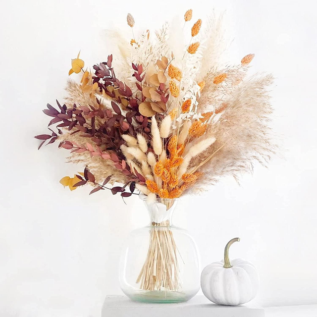 d'automne Lomyolo Décorations automnales pour la maison, la table Thanksgiving, fleurs bohèmes, la pampa orange, fleurs séchées duveteuses, la pampa
