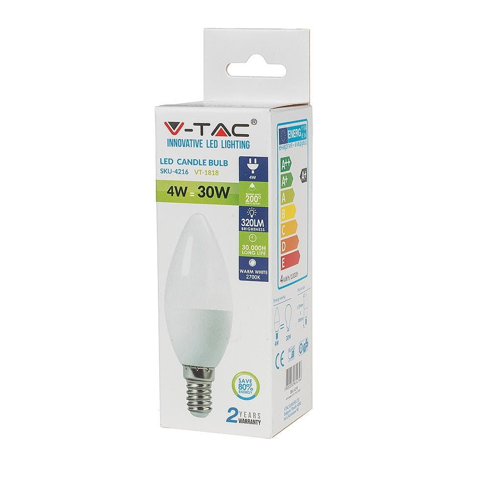 Lampadina a candela LED E14 4W VT-1818 - 6400K - 3