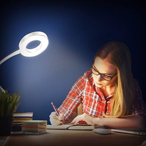 48 diod LED, lampka do czytania z klipsem, regulowana jasność, lampka nocna USB do nauki i pracy – biała - 3