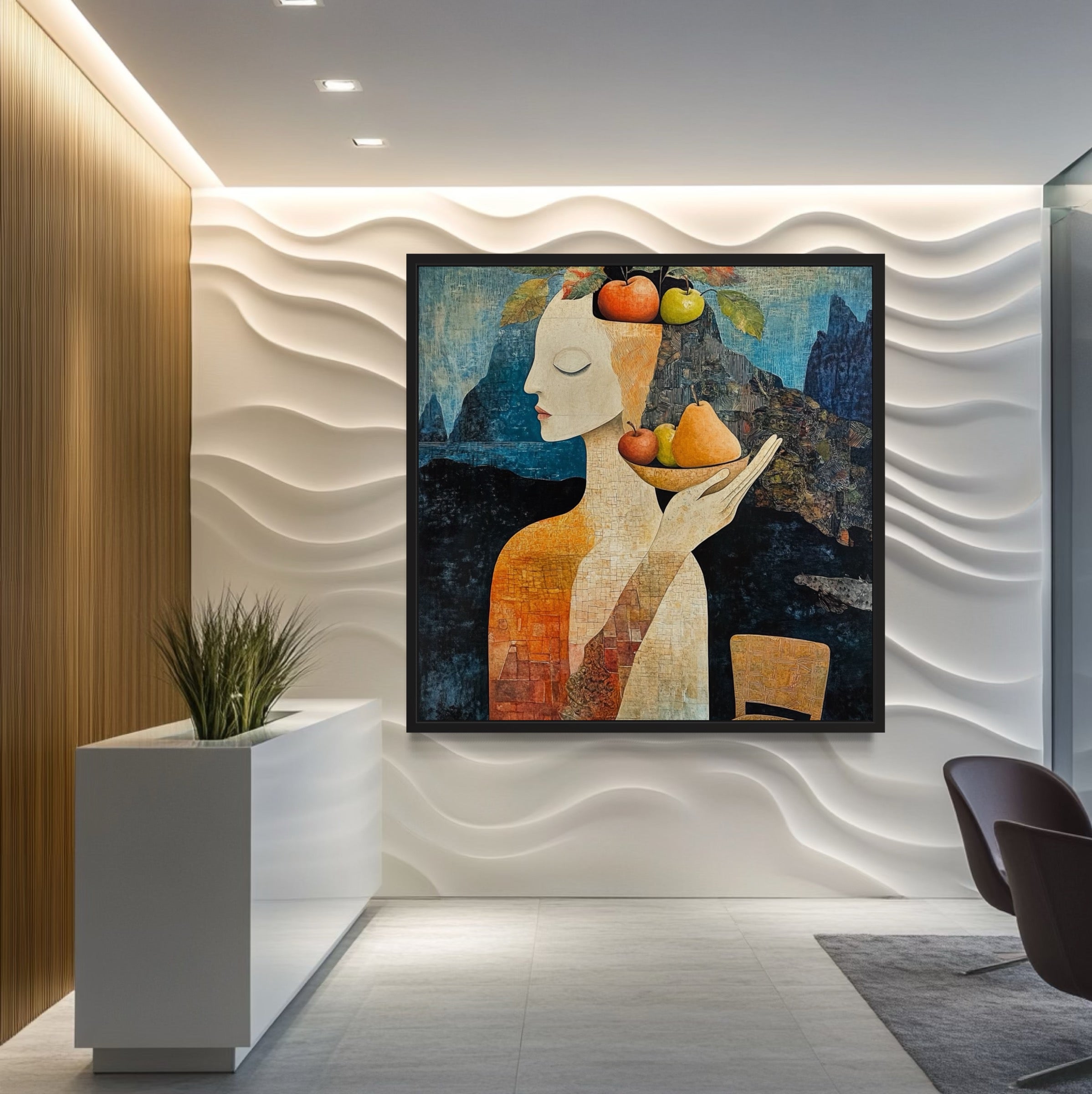 Tableau Moderne Impression Sur Toile 100x70 Cm - Art Abstrait Bleu Multicolore - Déco Murale Salon Chambre