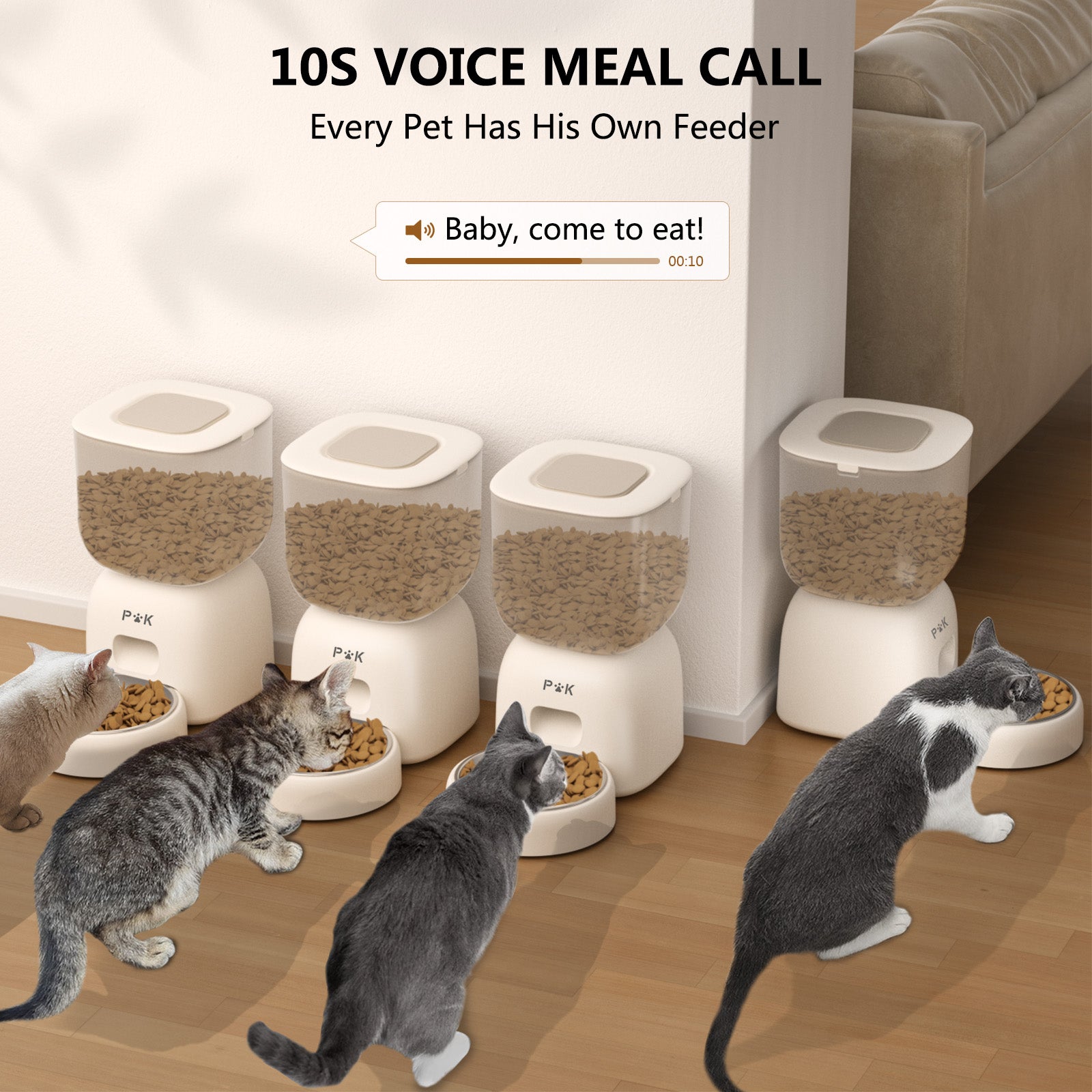 PUPPYKITTY PRO3L Distributeur Croquettes Chat Automatique WiFi, WiFi Distributeur Croquettes pour Chiens Et Chats, 1-10 Repas par Jour, Beige - 8