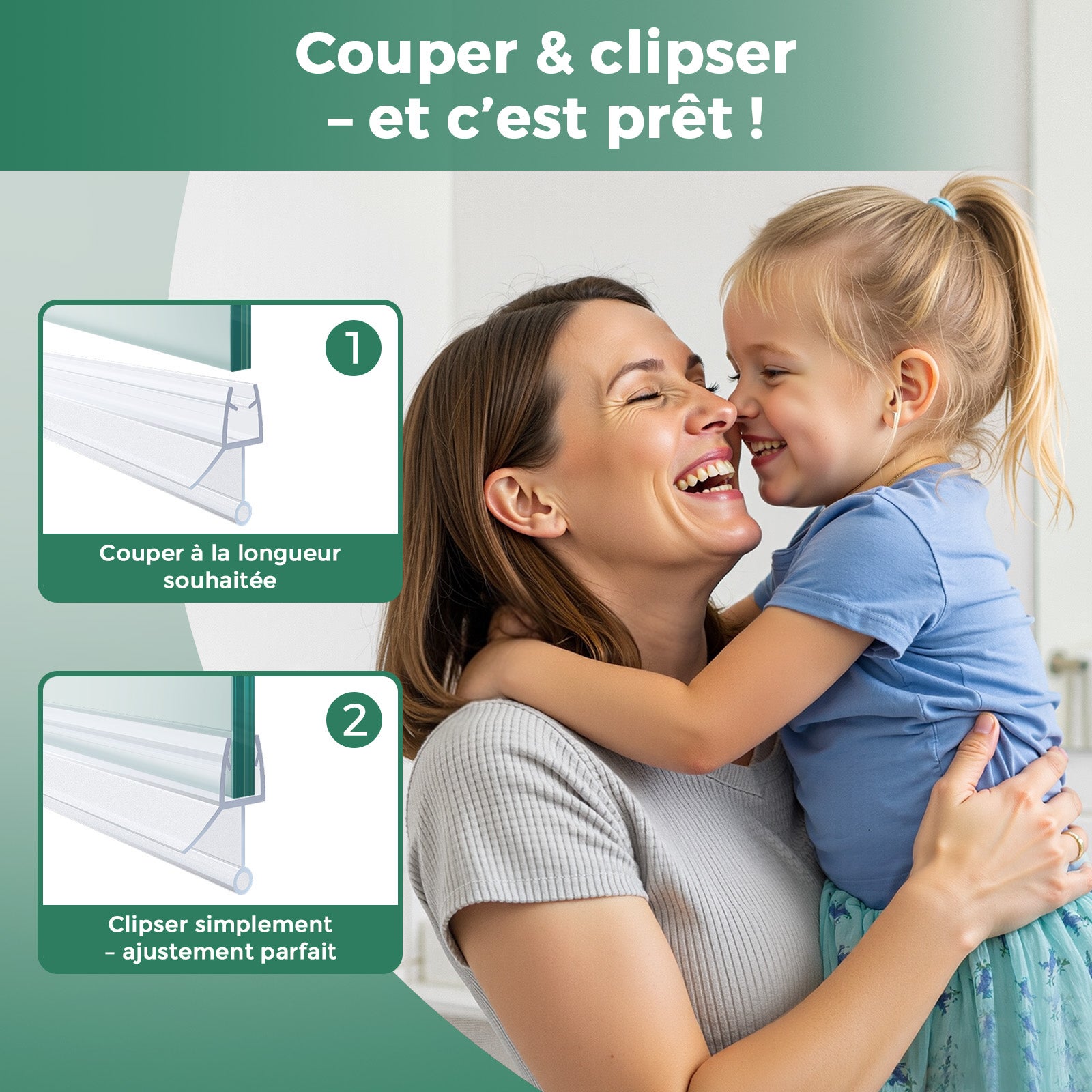 Uszczelka do drzwi prysznicowych 2 x 80 cm – do szkła 4–6 mm – możliwość przycięcia – łatwy montaż - 7