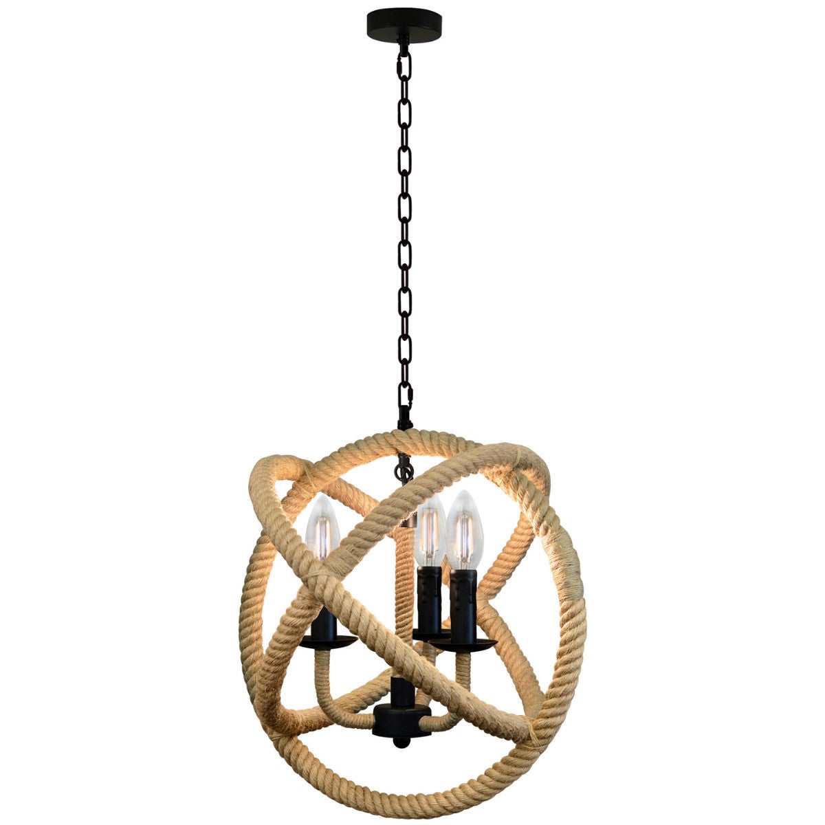 Lampa wisząca Rope brązowa 3xE14x10W boho wym: 150 x 40 x 40 cm sznurek / sizal Polux
