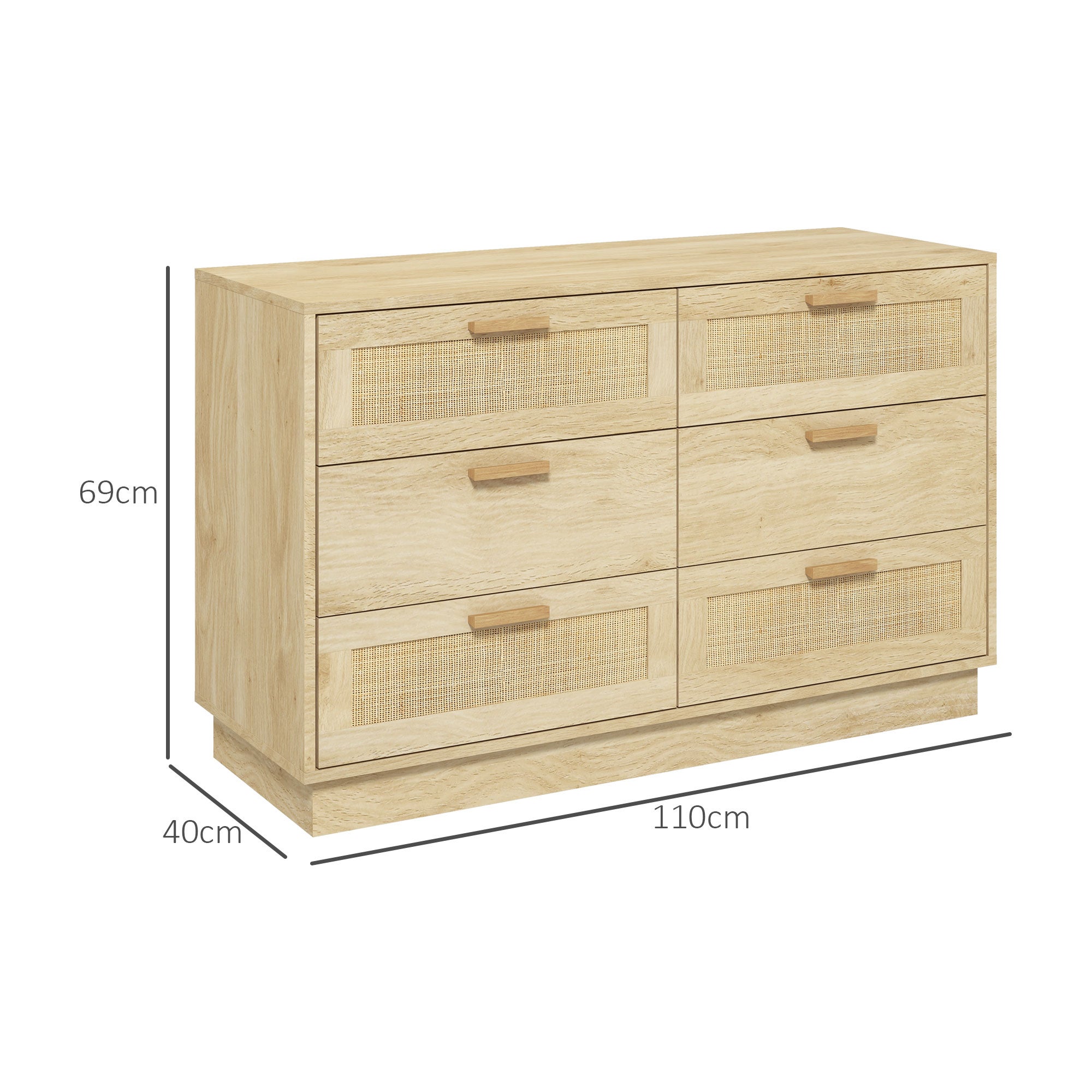 Cajonera de Dormitorio HOMCOM Melamina de Madera, Ratán Roble 110x40x69 cm - 4