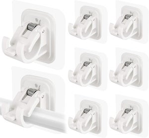 20 Supporti Adesivi Trasparenti Per Aste - Senza Fori - Fissaggio Per Aste Tende E Appendiabiti - 5