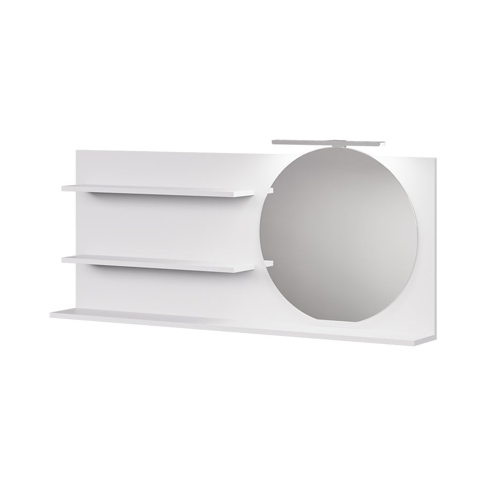 Vicco Półka lustrzana Avena, Biały, 120 x 50 cm z 3 otwartymi przedziałami