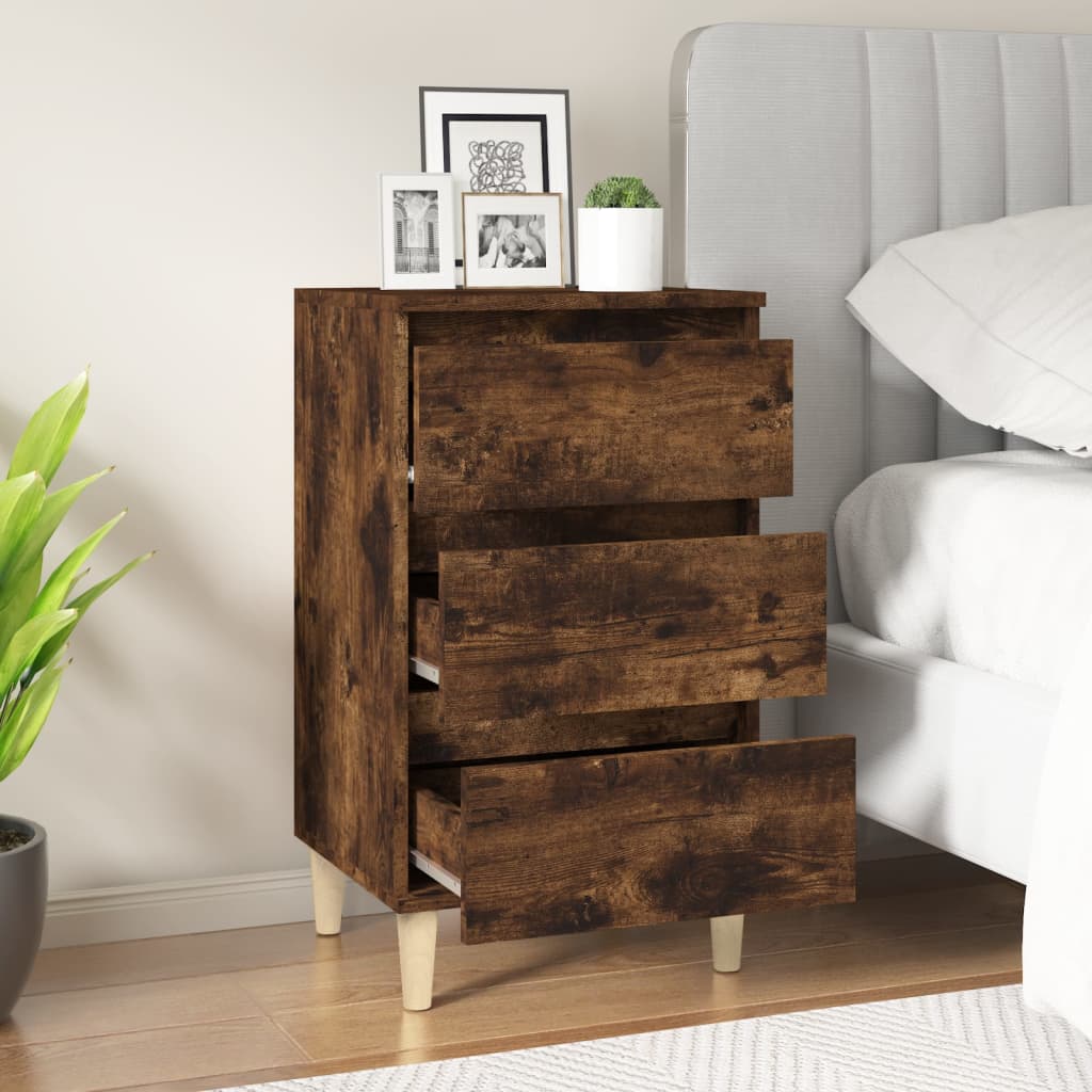 vidaXL Table de chevet chêne fumé 40x35x70 cm bois d'ingénierie - 3
