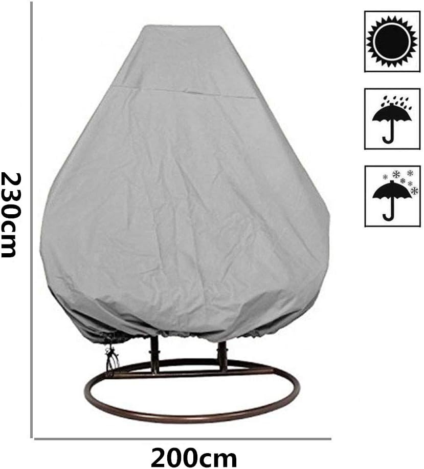 Housse de protection d'extérieur,Salons de jardin Patio Suspendus Oeuf Chaise CouVert,231*200cm,Gris - 2