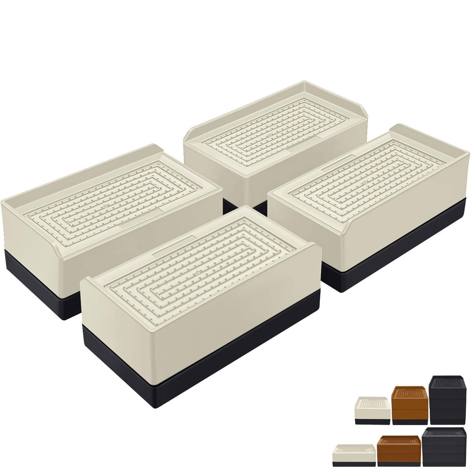 Ketilrub Lot De 4 Rehausseur Pieds De Lit 5 CM Pour Table, Chaise, Canapé, Rehausseurs Meubles Largeur Réglable 1-5 CM, Charge 50 KG, Noir