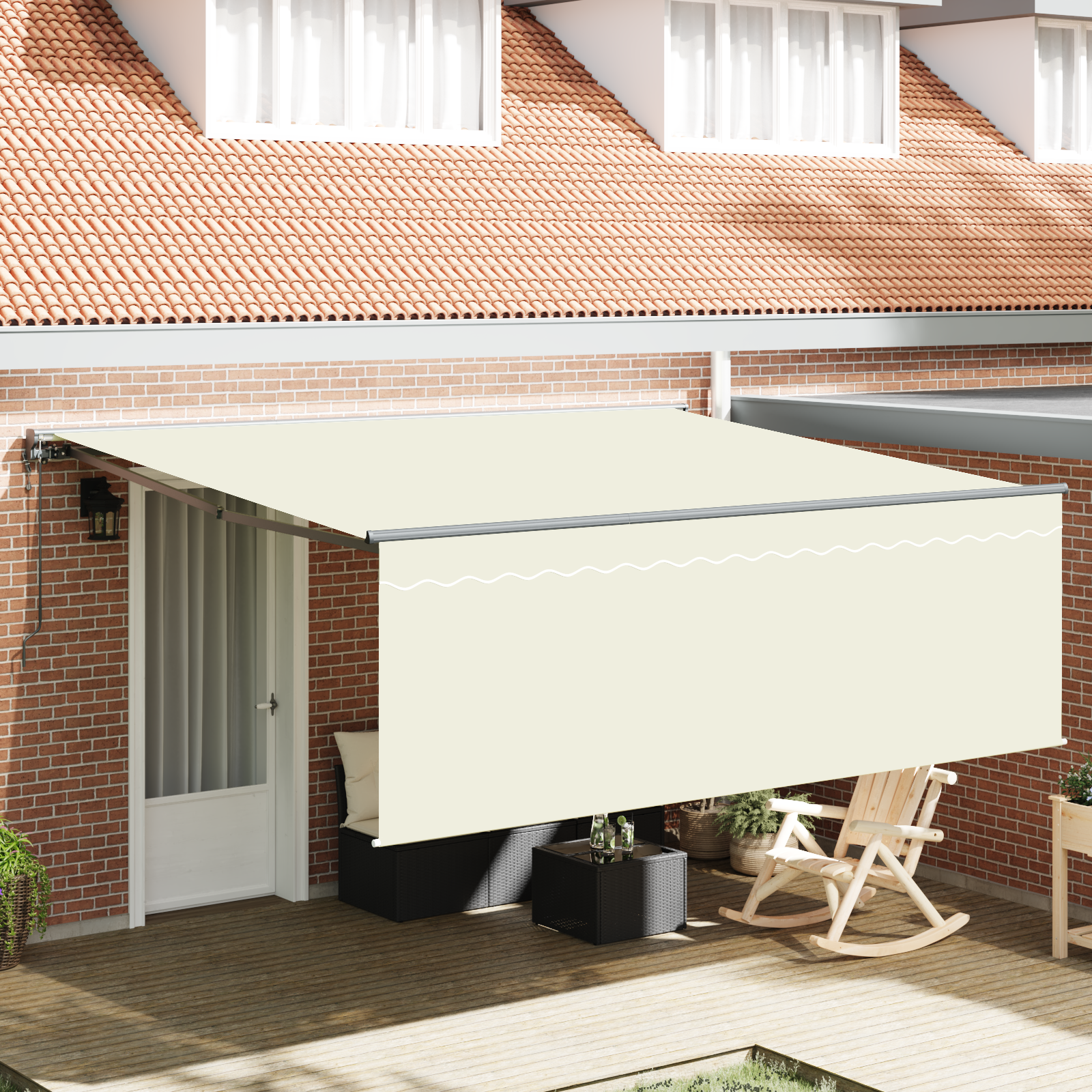 Markiza zwijana Kremowy 400 × 300 cm Poliester i aluminium vidaXL