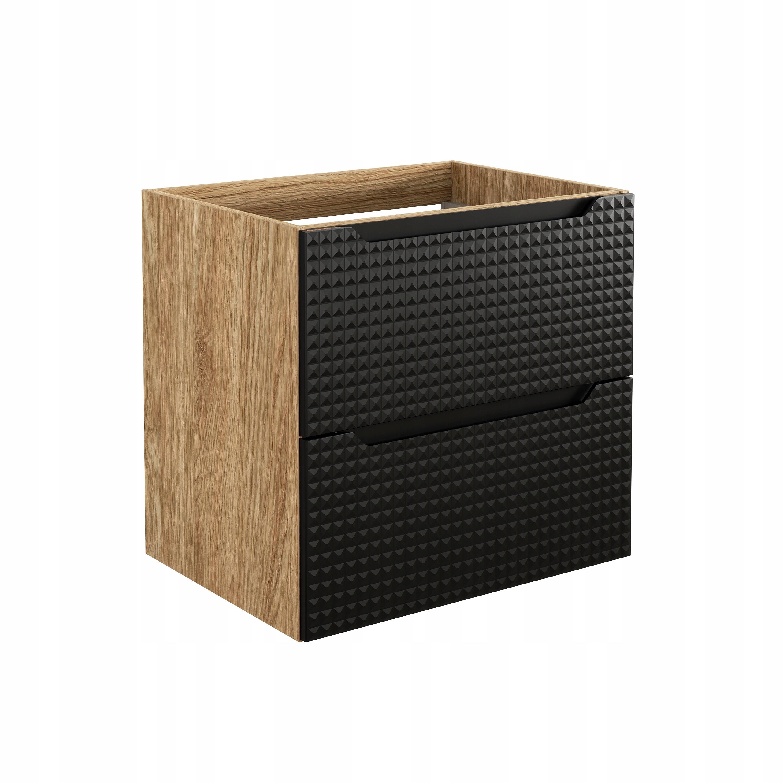 Szafka łazienkowa LUXOR 60 cm czarna dąb olejowany front 3D MDF wisząca - 9