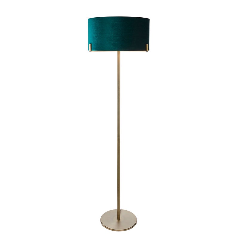 Lampa stojąca z abażurem HAYFIELD matowa antyczna mosiężna 1xE27x10W tkanina wym:172,5x50x50cm IP20 Endon