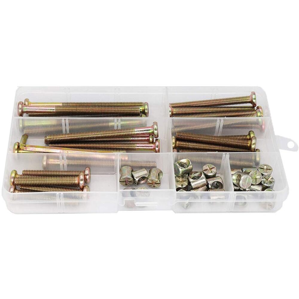 Kit de vis et écrous pour cadre de lit, pièces de berceau, jeu de 25 vis pour lit superposé M6-1x40mm/ 50mm/ 60mm/ 70mm/ 80mm / 80mm/Kit de meubles - 4