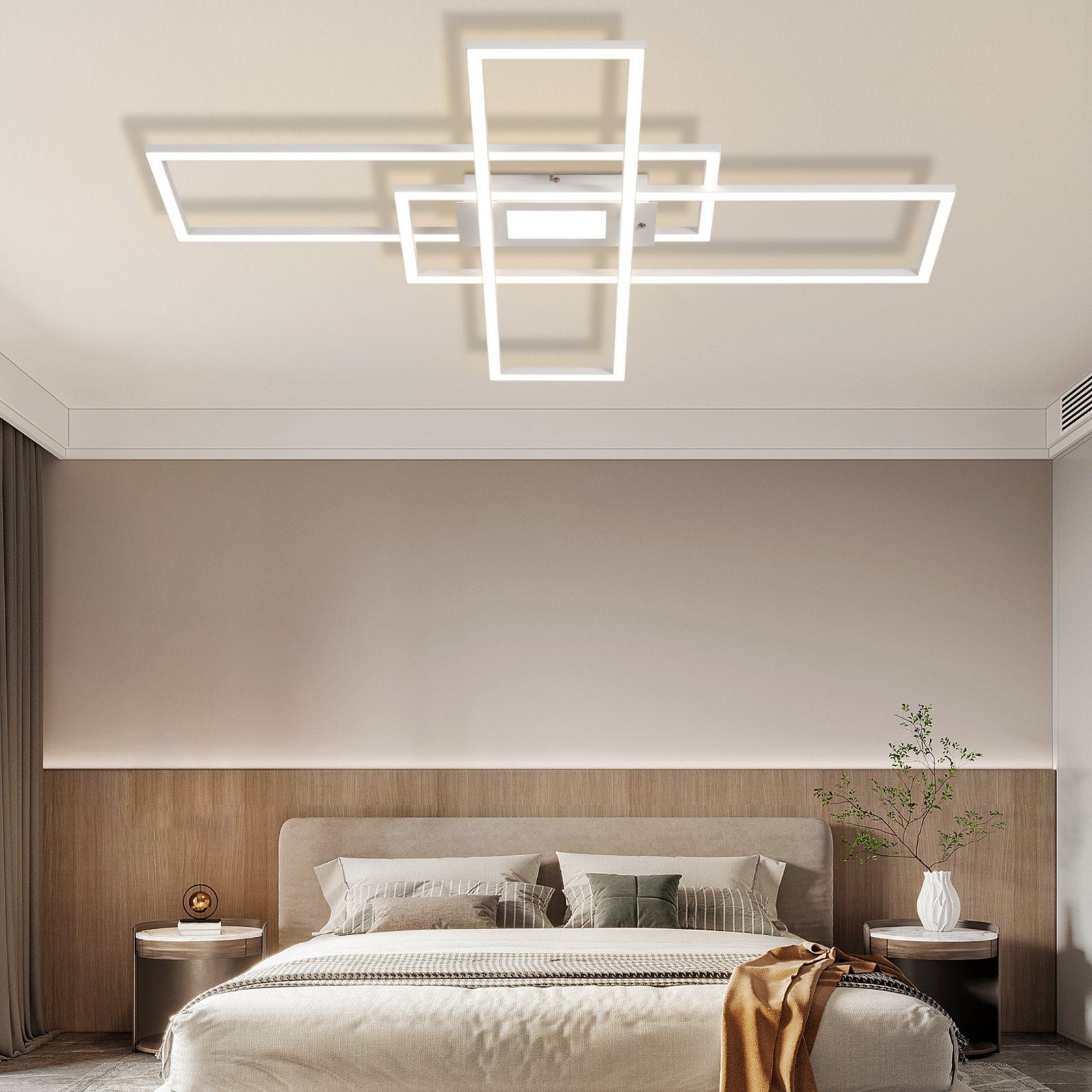 NETTLIFE Lámpara de Techo LED Regulable 50W Blanco con Mando a Distancia Diseño Moderno Salón Dormitorio Geométrico para Cocina Pasillo - 9