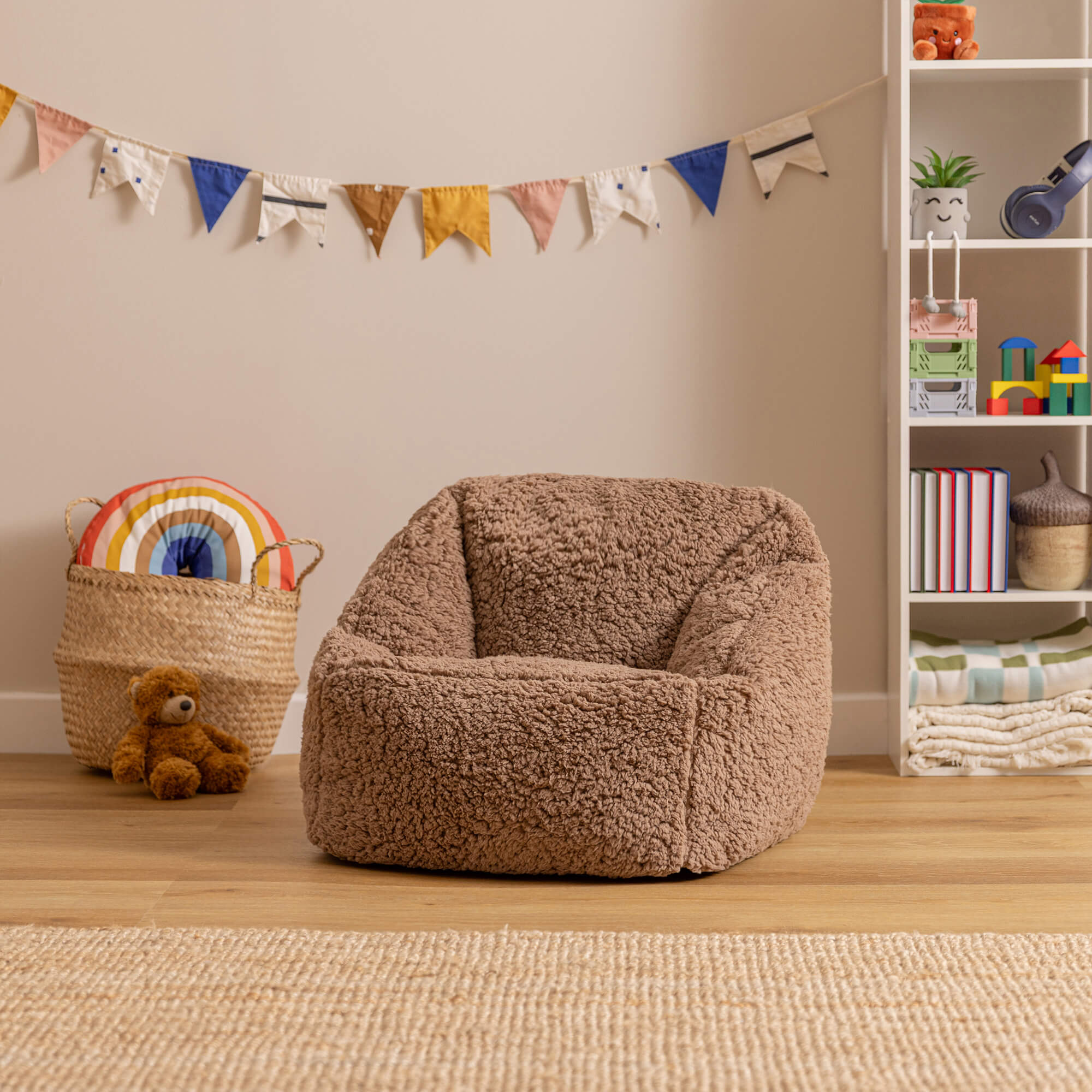 Pouf fauteuil enfant Icon polaire brun moka, chambre, salon, 55x55cm Oeko-Tex® - 2
