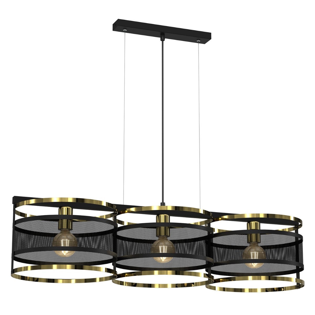 Lampa wisząca Rim czarny matowa-złoty połysk 3xE27x15W dekoracyjna wym: 110 x 92 x 30 cm metal Luminex