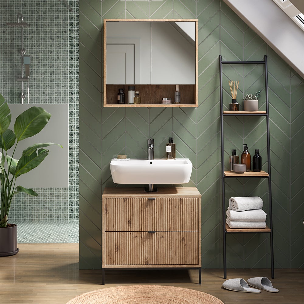 Vicco Mueble bajo lavabo Eliza, Roble vikingo, 70 x 63 cm Con 2 cajones extraíbles - 3