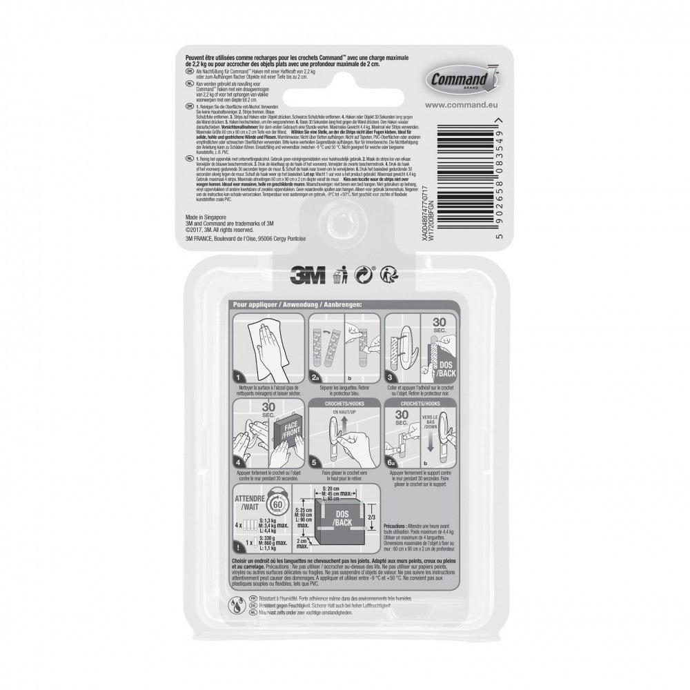 Pack de 16 tiras adhesivas resistentes al agua COMMAND 8s+4m+4l, transparentes - 4