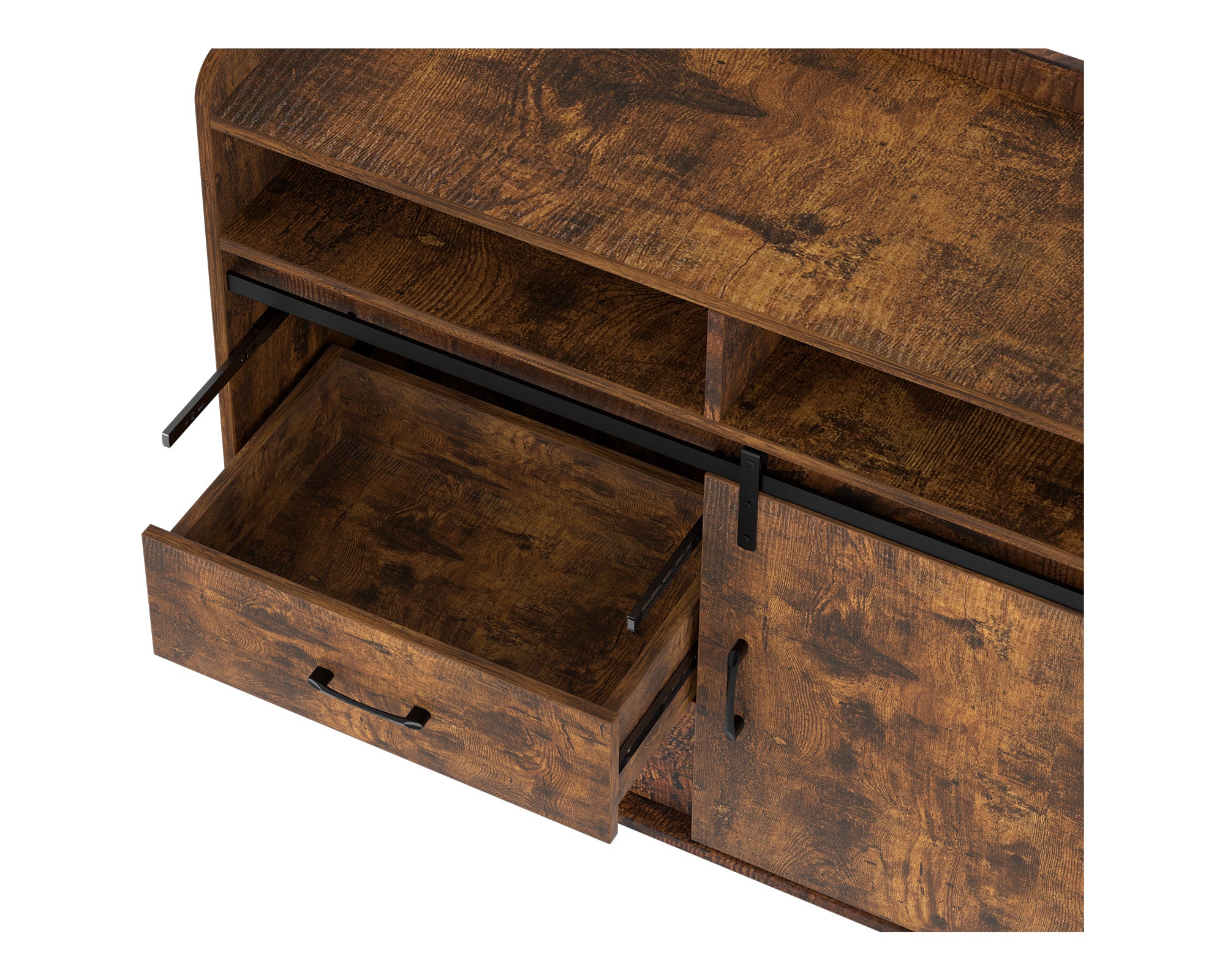 HOMAVO Buffet avec 3 Tiroirs, 1 Porte Coulissante et 2 Compartiments Ouverts – Meuble de Rangement - 8