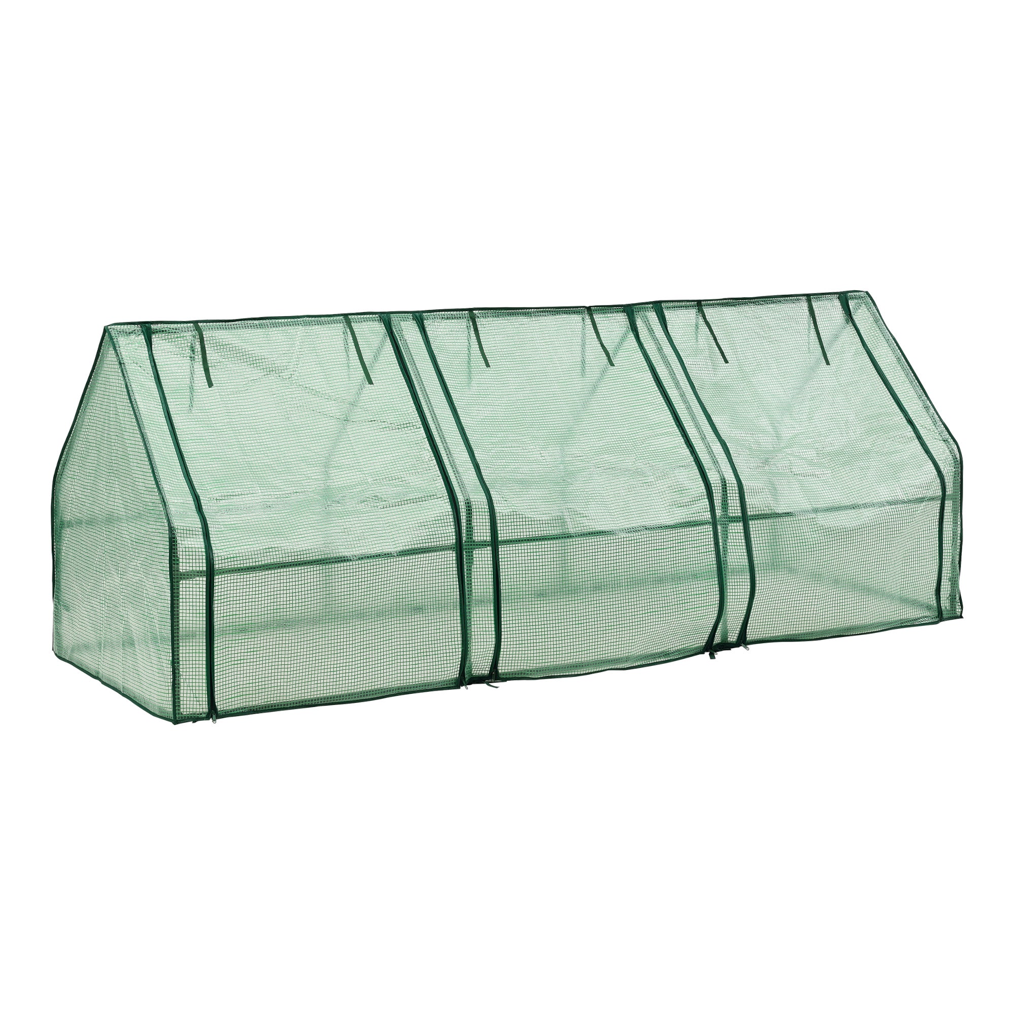 Châssis de jardin Höflein à 3 fenêtres en acier et polyéthylène 240 x 90 x 90 cm vert [en.casa] - 3