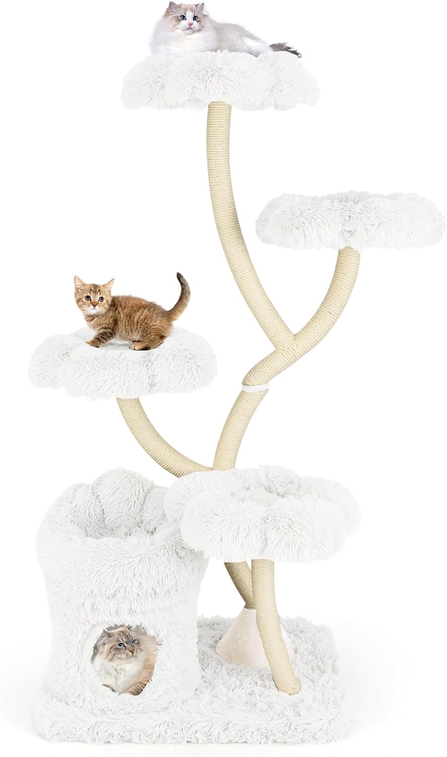 Arbre à Chat XXL 165 cm, Poteaux à Griffer en Sisal, 5 Plateformes ...