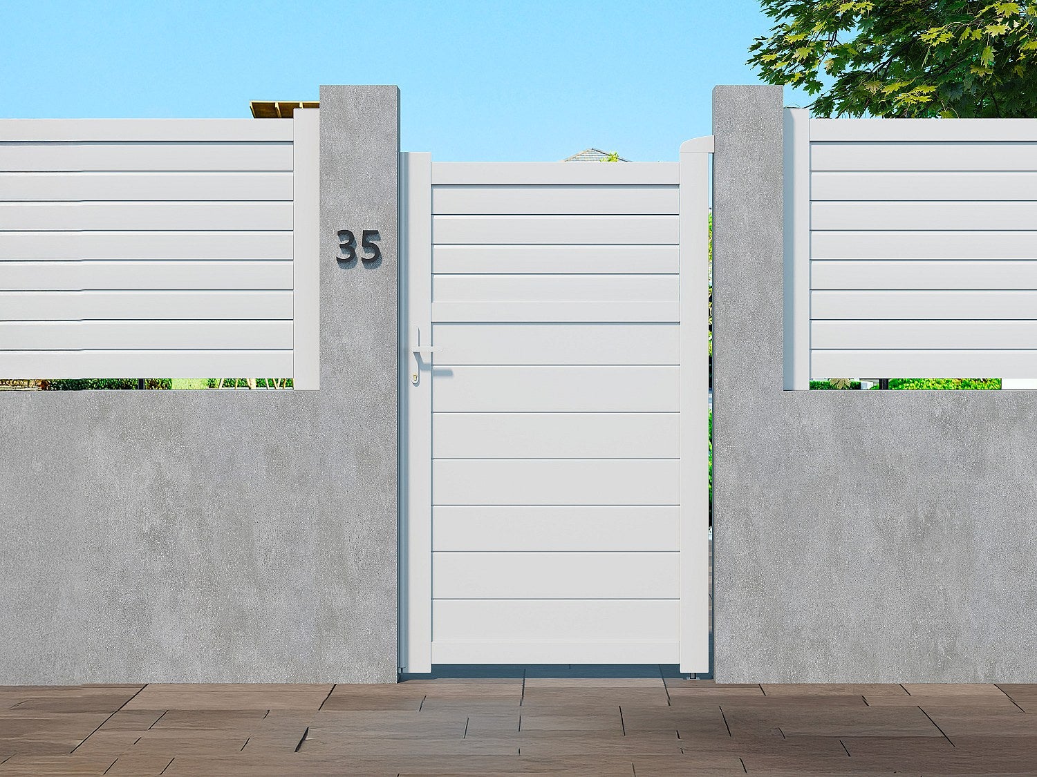 Portillon battant aluminium persienné L103 x H180 cm blanc - VIAZO - 5