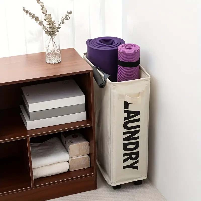 Panier à linge pliable grande capacité avec roulettes, corbeille de rangement multifonctionnelle pour dortoir, maison, salle de sport gris clair - 6