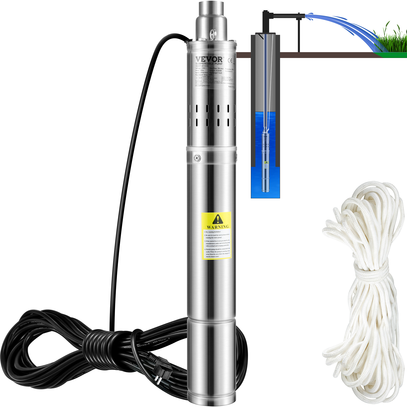 550W Pompe Immergée pour Puits VEVOR 35 L/min 108 m Pompe à Eau pour — free download