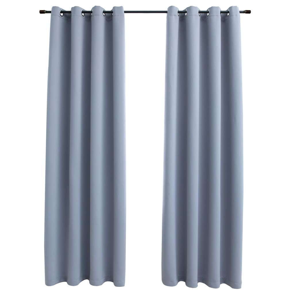 2 piezas cortinas opacas | cortinas oscurantes con anillas de metal gris 140x225 cm cfw31331