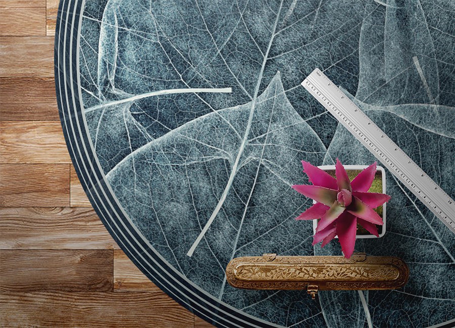 Tappeto vinile minimal foglia singola, tappeto vinilico raffinato stile moderno perfetto per interni 80x80 cm – Tulup - 3