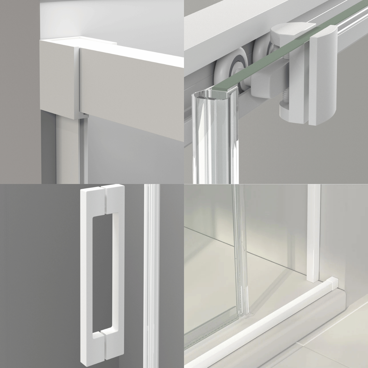 Parete doccia scorrevole 1 porta 1 fissa | 195 cm (Adattabile 189-194cm) | Vetro Anticalcare Trasparente 6 mm | Profilo bianco - 6