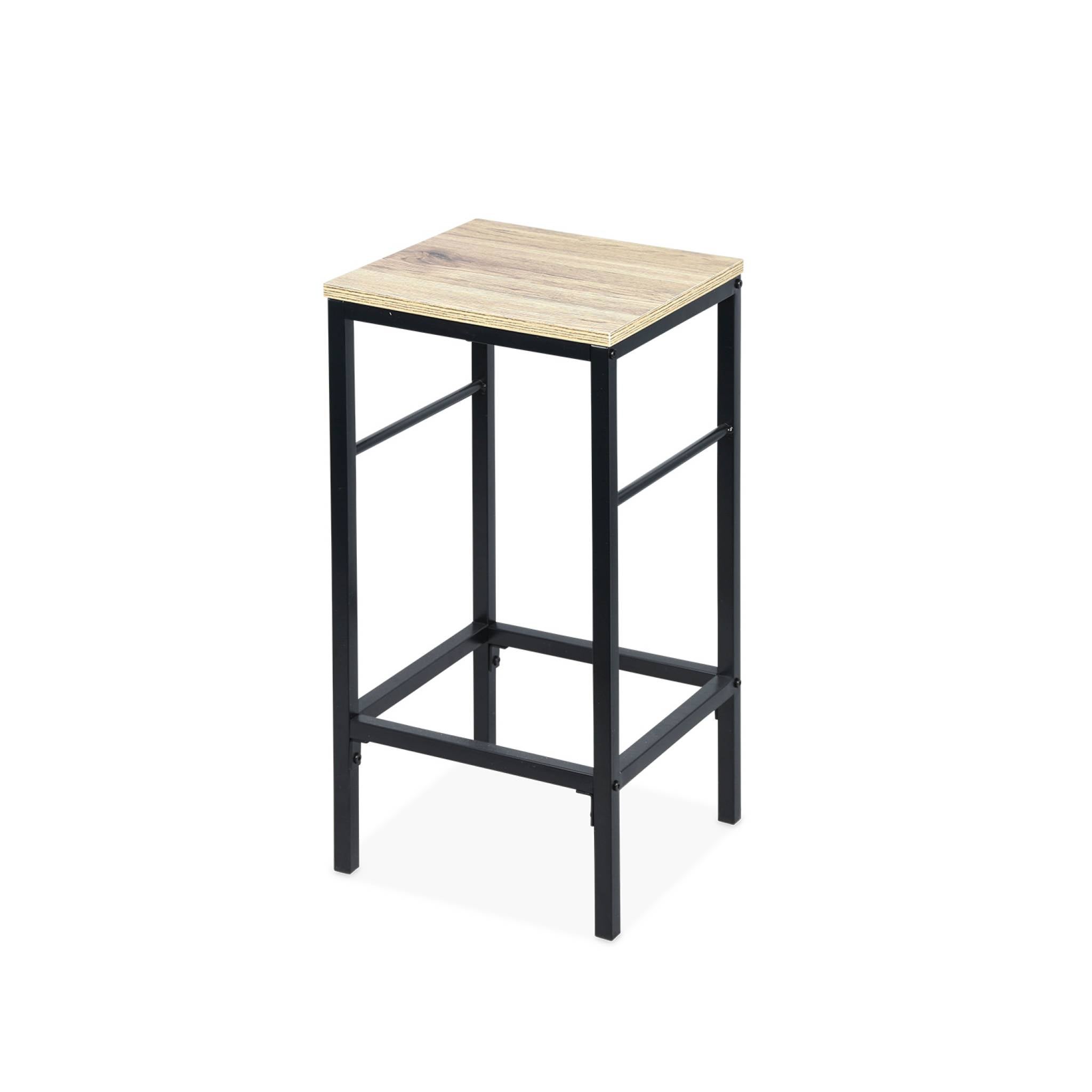 Table haute deux tabourets et deux étagères décor bois et métal. loft. L 100 x P 60 x H 95cm LOFT - 8