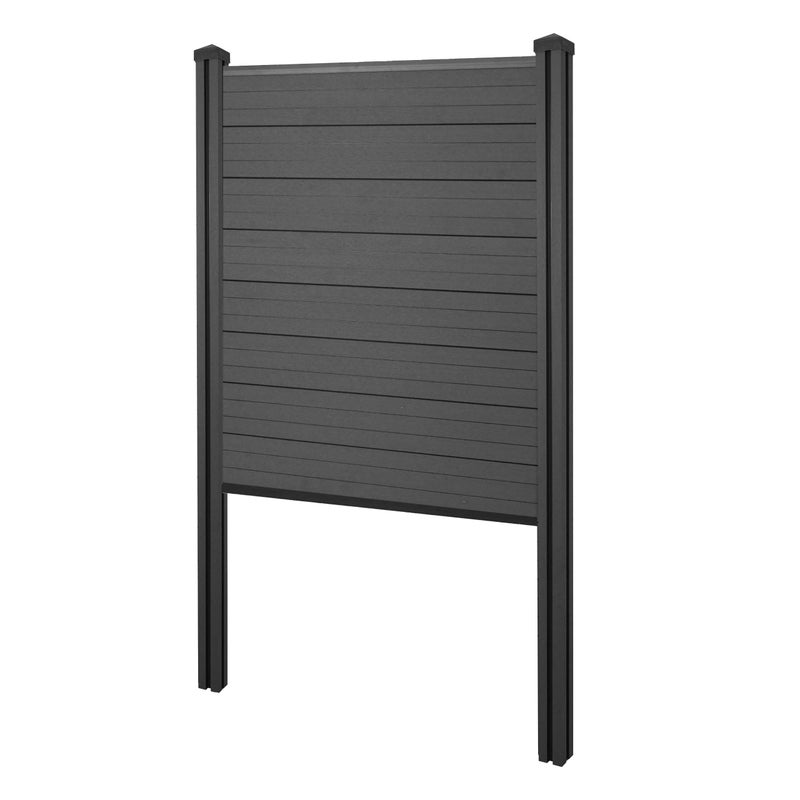 Parawan WPC Sarthe, parawan ogrodzeniowy, słupek WPC do zabetonowania ~ Element podstawowy wąski, 105 cm, antracytowy