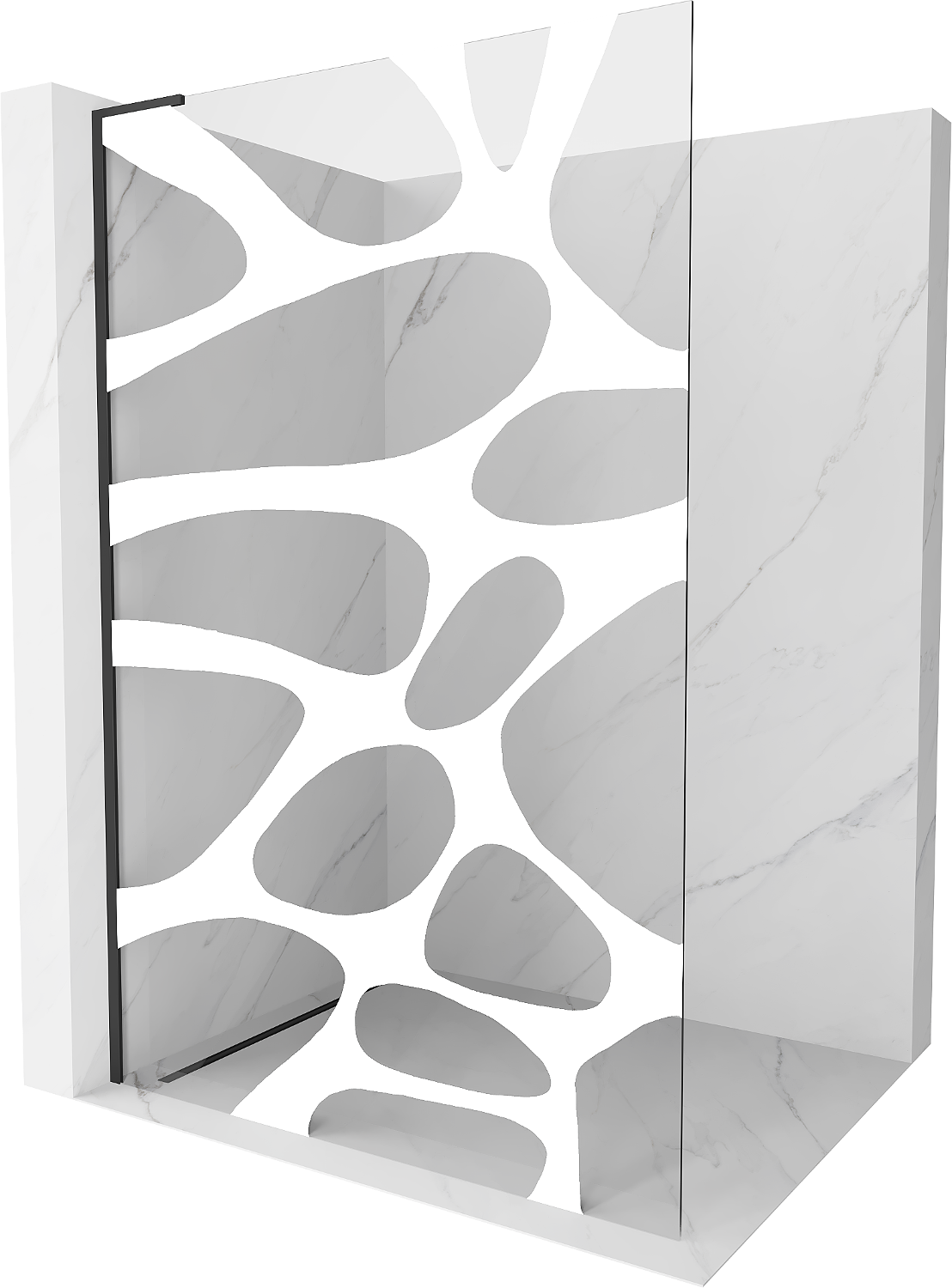Mexen Kioto L ścianka prysznicowa Walk-in 100 x 200 cm, biała fala, czarna - 800-100-103-70-97