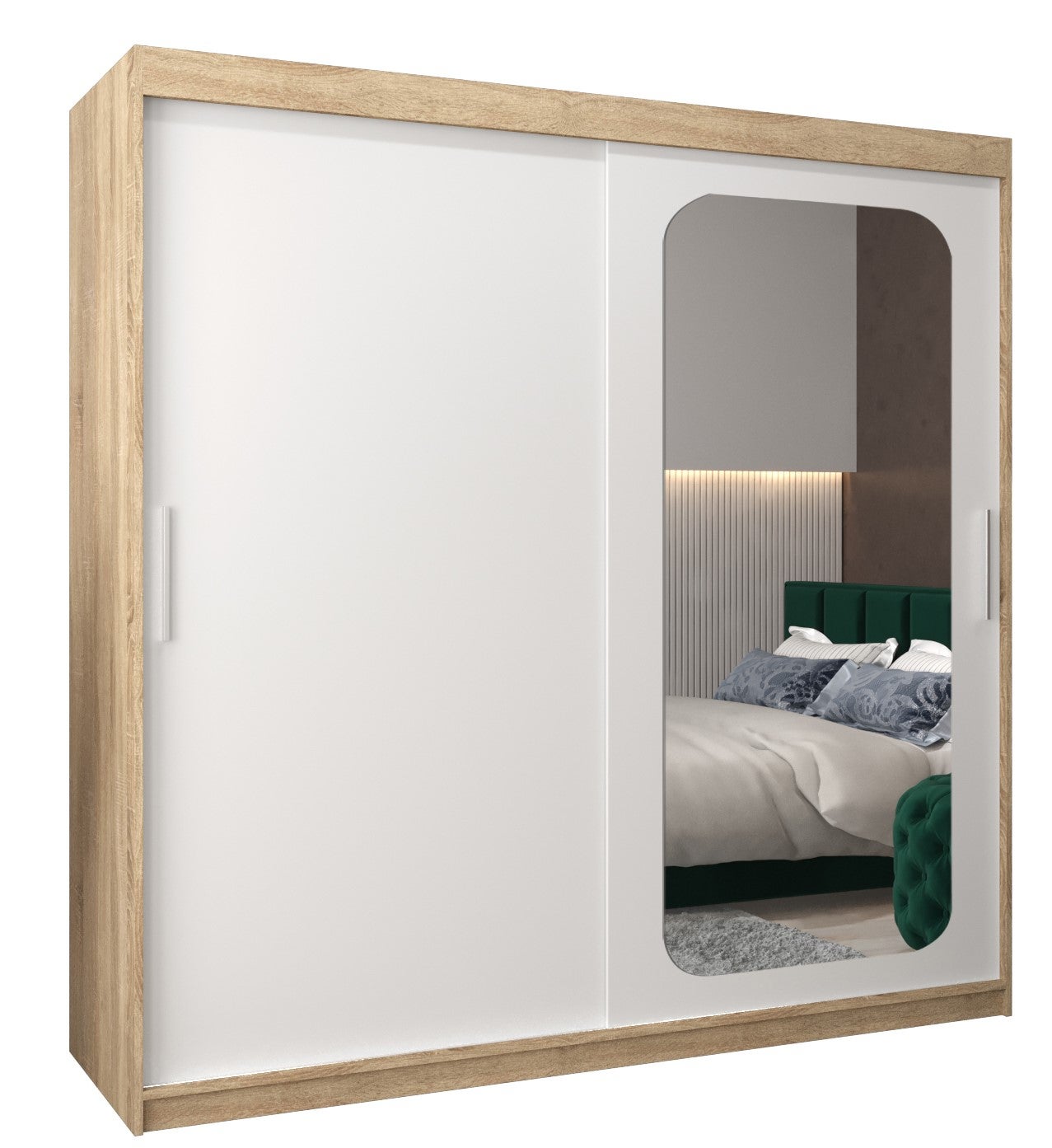 Szafa przesuwna garderoba PROMO T2 200 x 62 x 200 cm Sonoma + Biały - Abiks Meble