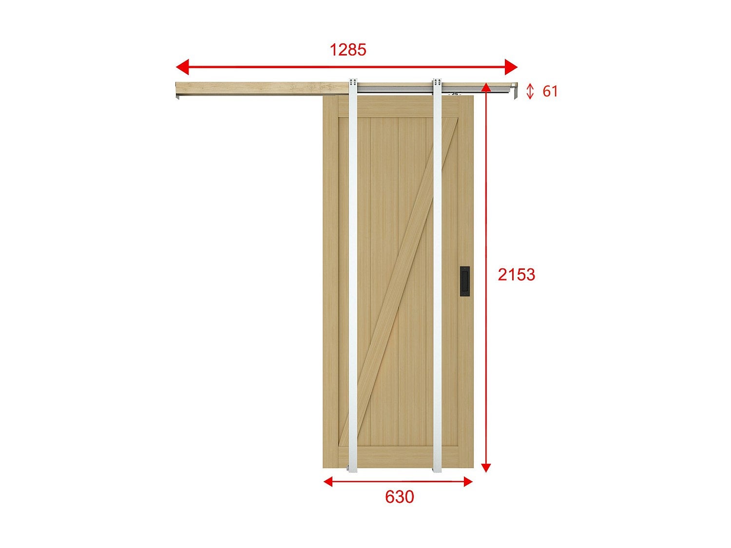 Porta scorrevole con sistema a incasso H205 x L63 cm in Legno e MDF Naturale chiaro - BALERMA - 4