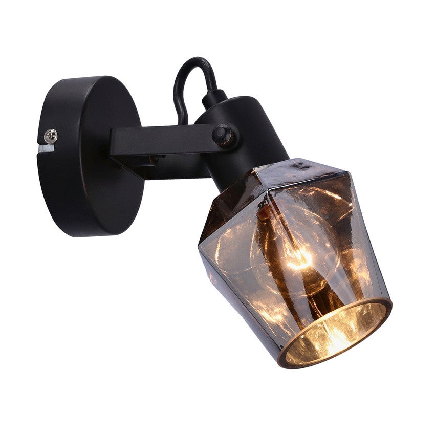 Kinkiet ścienny Randi czarny-dymiony 1xE14x15W wym: 16 x 19 x 9 cm szkło IP20 Candellux
