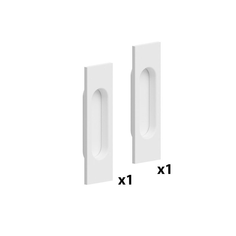 Lot de 2 poignées à encastrer rectangulaires, acier finition blanc - 2